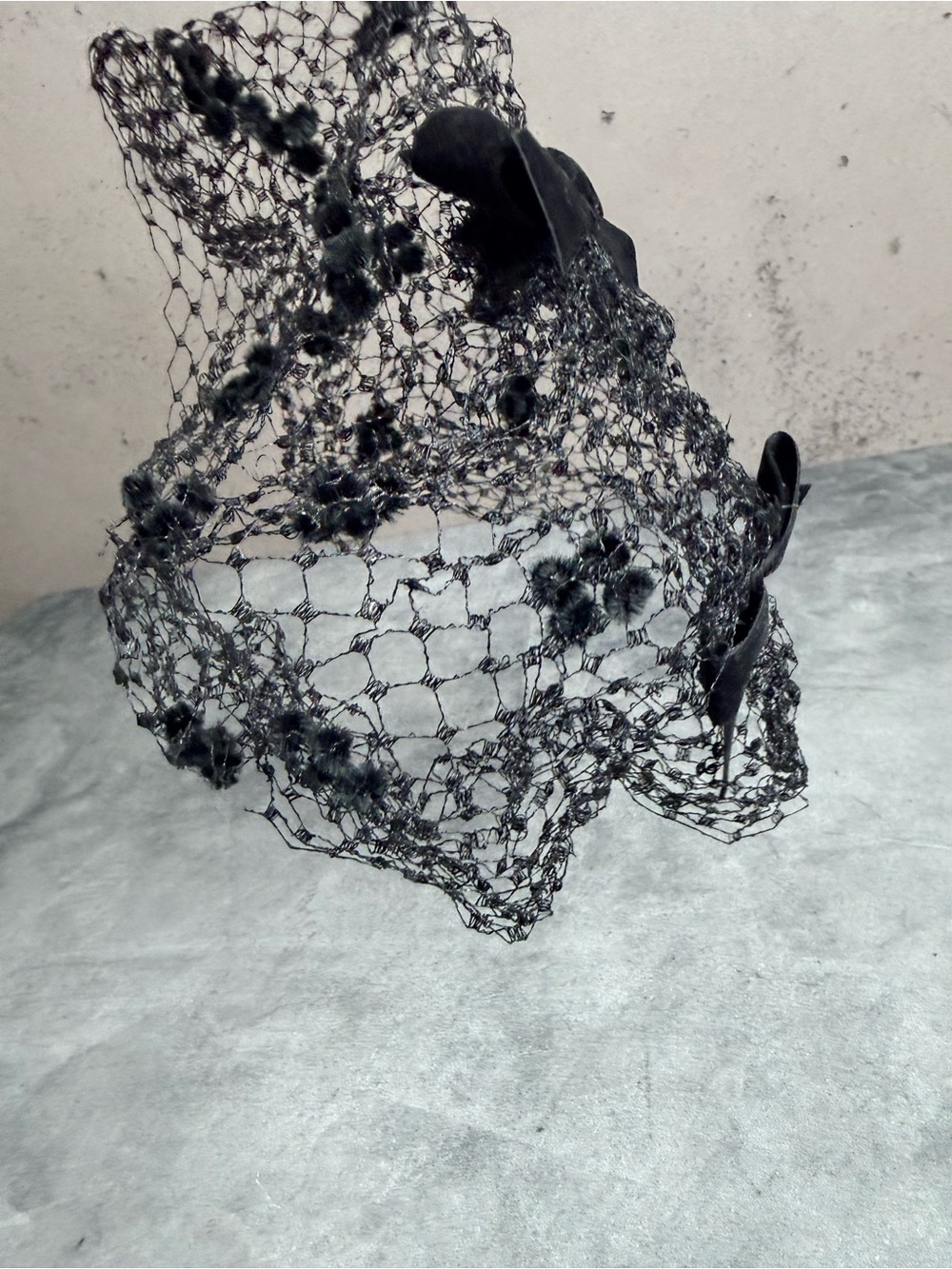 Elegant Black Veiled Fascinator with Floral Accents